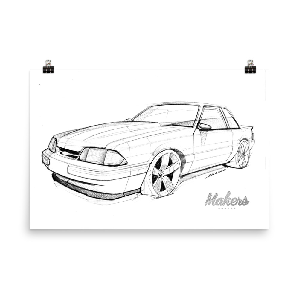 Milt Kahl Pencil Sketch of a Ford Mustang · Creative Fabrica